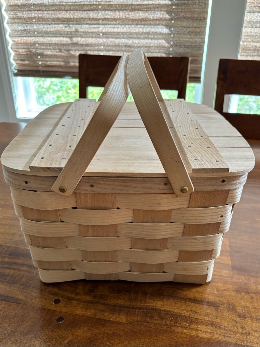 Williams Sonoma Natural Wood Woven Picnic Basket